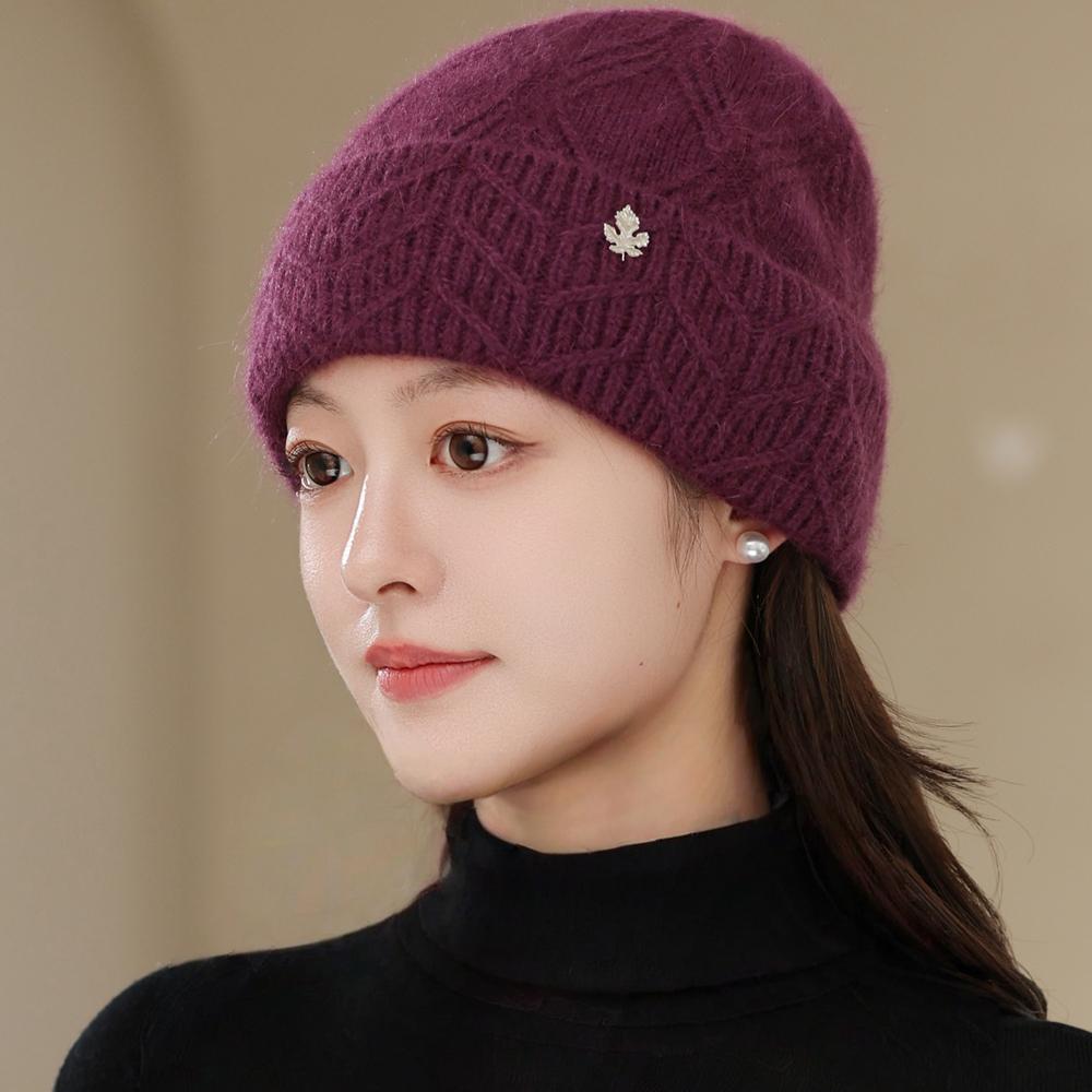 Nowa Damska Zimowa Ciepła Czapka Damska Czapka Beanie Dla Kobiet Prosty Design Dekoracja Casualowa Królicza Dzianinowa Czapka Zimowa Ciepła Czapka