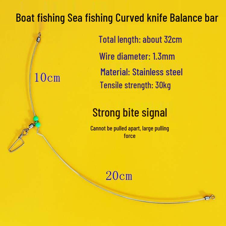 Luminous Stainless Steel Curved Blade Fishing Tackle with Single Hook Separator