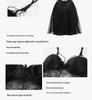 DZ Satin Lace Butterfly Decor Padded Underwire Backless Sexy Nightgown Robe Set 2044