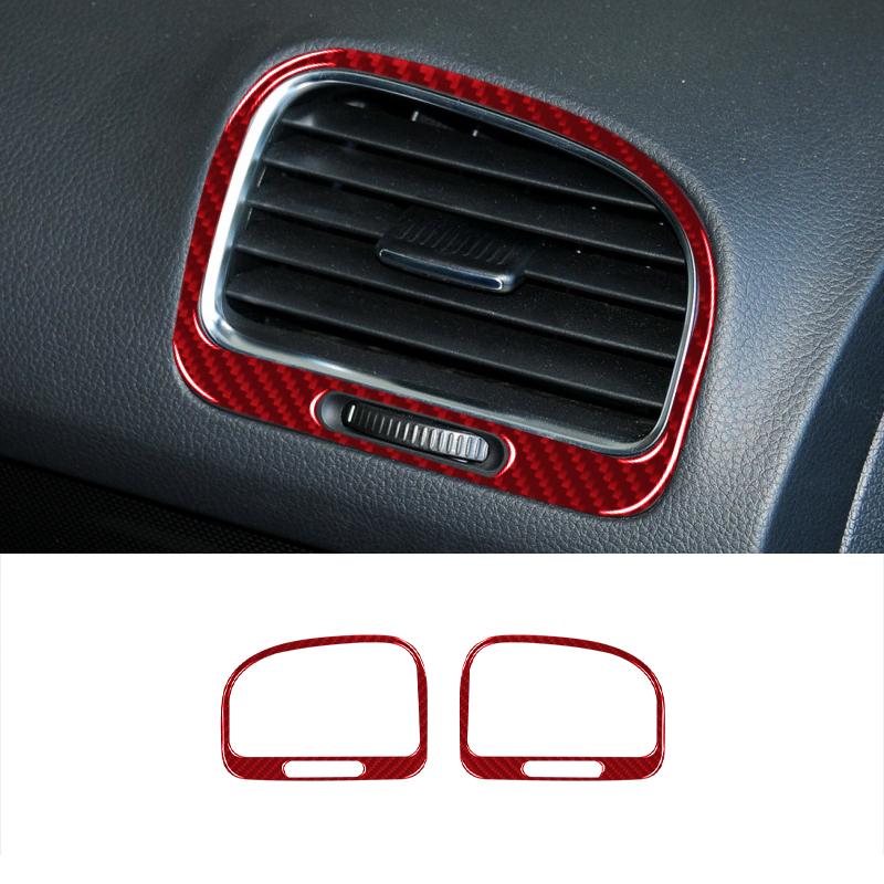 2PCS Real Carbon Fiber Car Instrument Side Air Vents Panel Frame Sticker For Volkswagen Golf 6 2008-2012 Interior Accessories