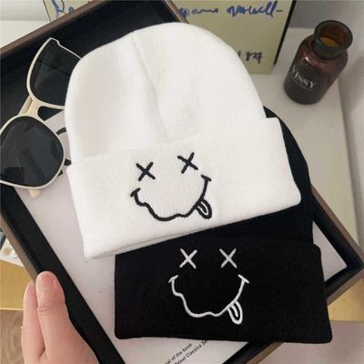 Cute and Funny Smiling Knitted Hat for Autumn and Winter, Personalized and Versatile, Warm and Ear Protecting Woolen Hat