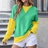 Women's Color Block Neck Oversized Sweatshirt for