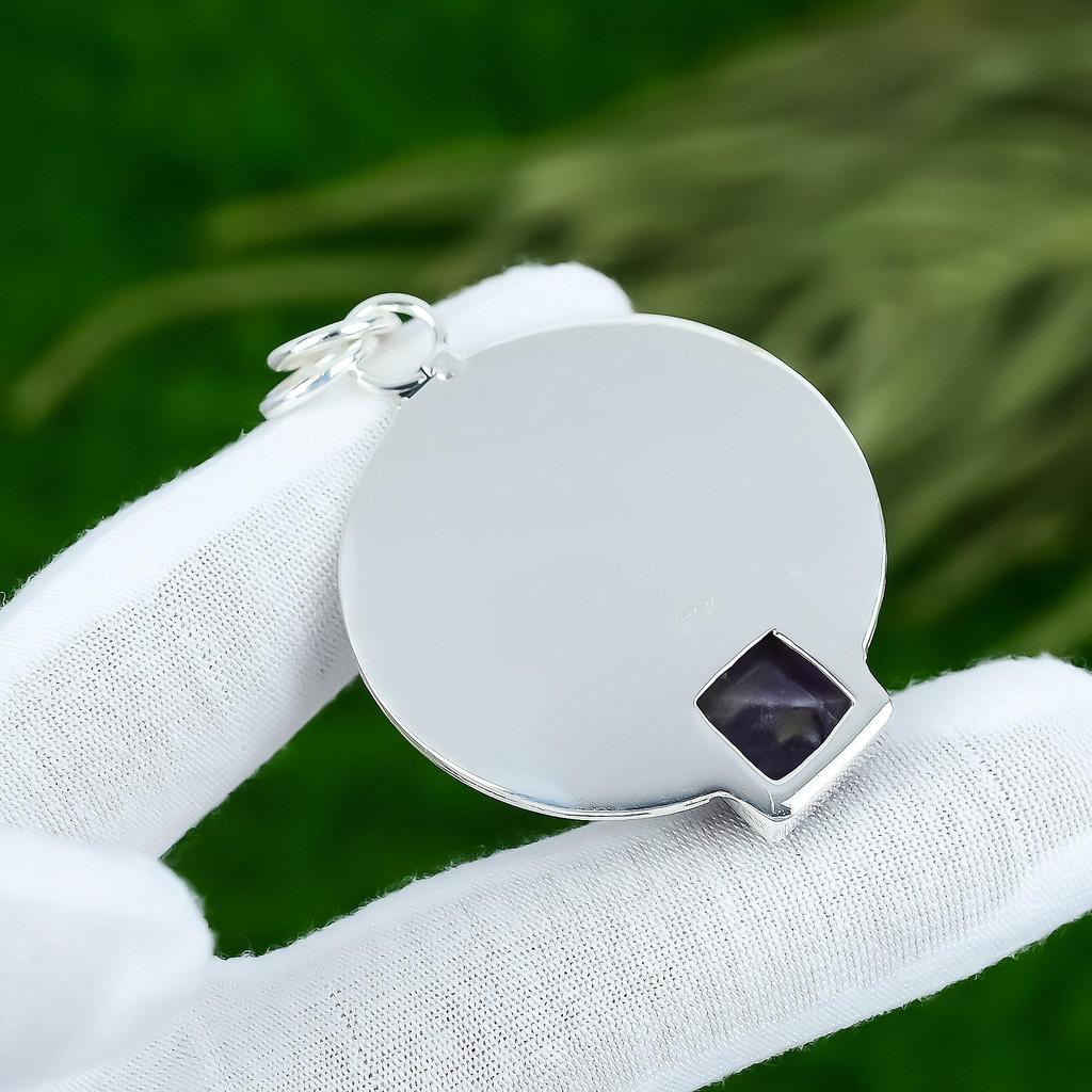 Friendship Day Deal Sterling Silver Chevron Amethyst Gemstone Bezel Wife Pendant