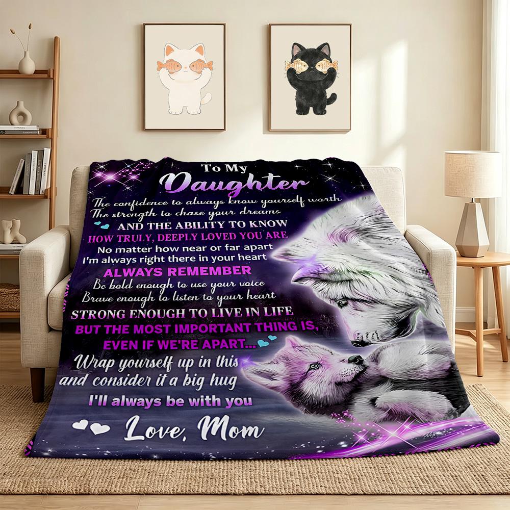 Love Daughter Flannel Blanket Throw Blanket Soft Warm Sofa Bed Camping Car Home Decor Unique Christmas Gift C930683