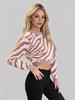 Winter new European and American zebra knit sweater for women, long-sleeve pullover short top, fashionable, versatile, and trendy