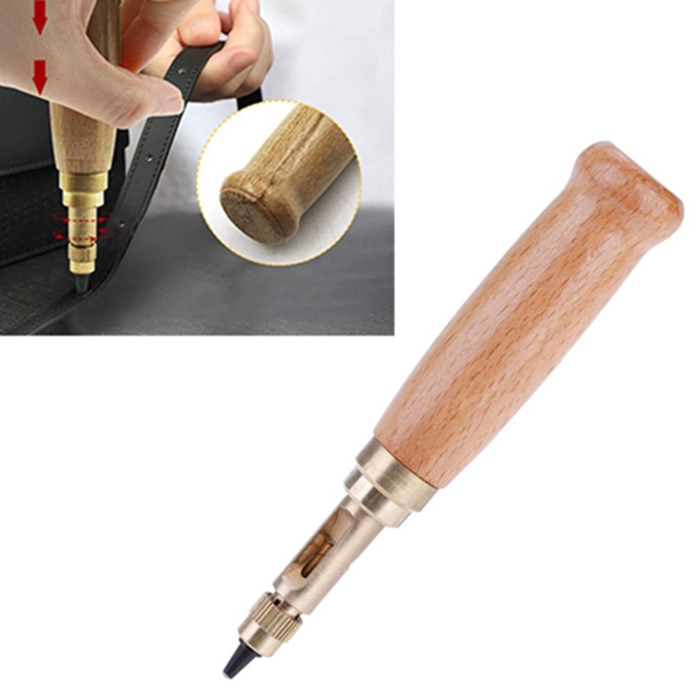 Holzgriff Verstellbarer Locher 1,5 mm - 4 mm Spitzen Drehbarer Handlocher Für Ledergürtel