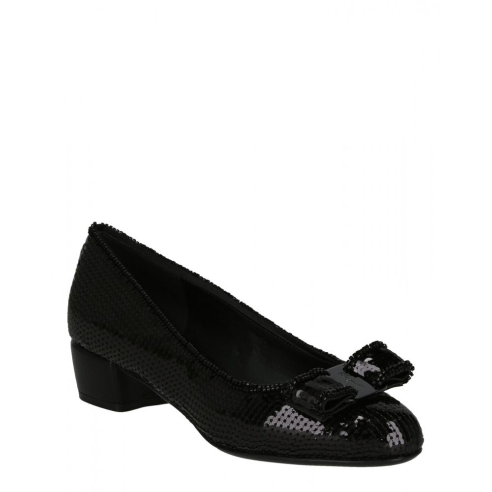 Salvatore Ferragamo Vara Bow Sequin Pumps Black
