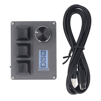 3 Tasten Kleine Tastatur Anpassbares Kabelgebundenes Tastenfeld mit Drehknopf RGB-Licht Makro Hot-Swap 0,96 Zoll Farbe