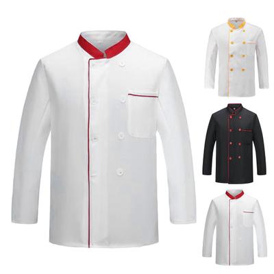 Chaqueta de Chef Cierre de Botones Bolsillo Frontal Mangas Largas Cuello Mao Ropa de Cocina sin Pelusa Catering Cocina Uniforme de Chef Personalizado para la Vida Cotidiana