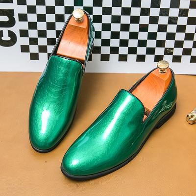 Nouvelles Chaussures Homme en Cuir Verni Mode Mocassins Verts à Paillettes Chaussures Homme Décontractées Mocassins Homme Chaussures Plates à Enfiler mocasines hombre