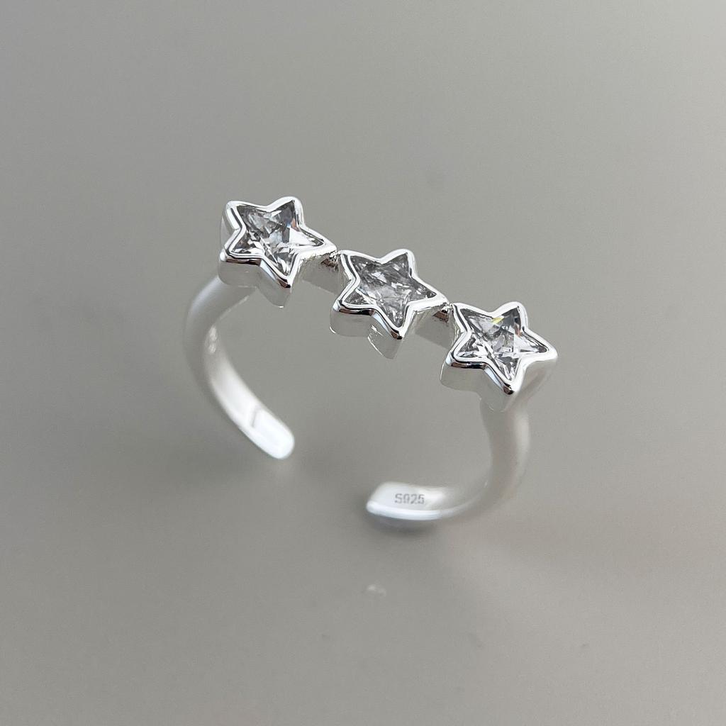 Xiaomi 925 Sterling Silver Rings For Women Geometric Fine Jewelry Finger Adjustable Simple Cross Star CZ Ring For Party Birthday Gift