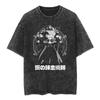 Anime Mustang Roy Fullmetal Alchemist Grafikdruck T-Shirt Herren Damen Streetwear Harajuku Hip Hop Vintage Gewaschene Baumwolle Übergroßes Oberteil Sommer Neues T-Shirt