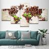 Canvas Painting The coffee bean green leaves 5 Pieces Wall Art Painting Modular Wallpapers Poster Print living room Home Decor