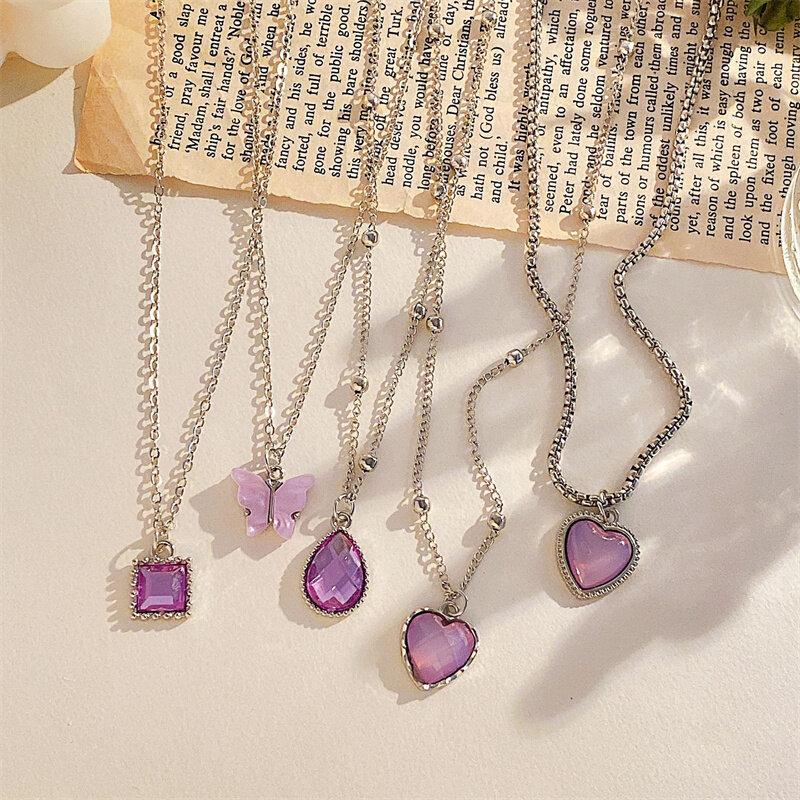 

5 шт. Модне червоно-фіолетове намисто-підвіска у формі краплі води для жінок, дівчат, елегантна темпераментна біжутерія для весіль