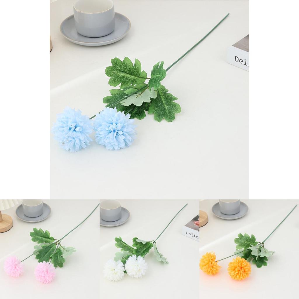 Silk Flower Long Doubleball Ping Pong Chrysanthemum For Wedding And Party Decor