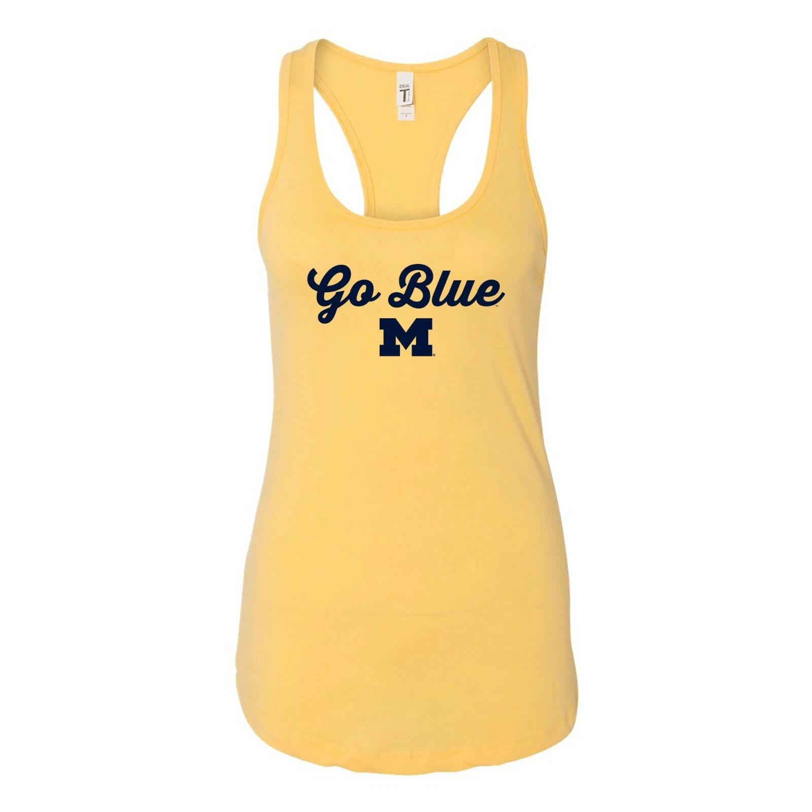 Michigan Wolverines Spirited Script Womens Racerback Tank - Banana L