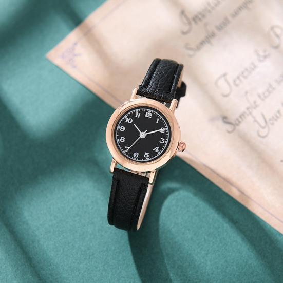 Women Round Dial Watch with Faux Leather Strap Casual Formal Watch Quartz Analog Wristwatch Gift for Birthday Christmas