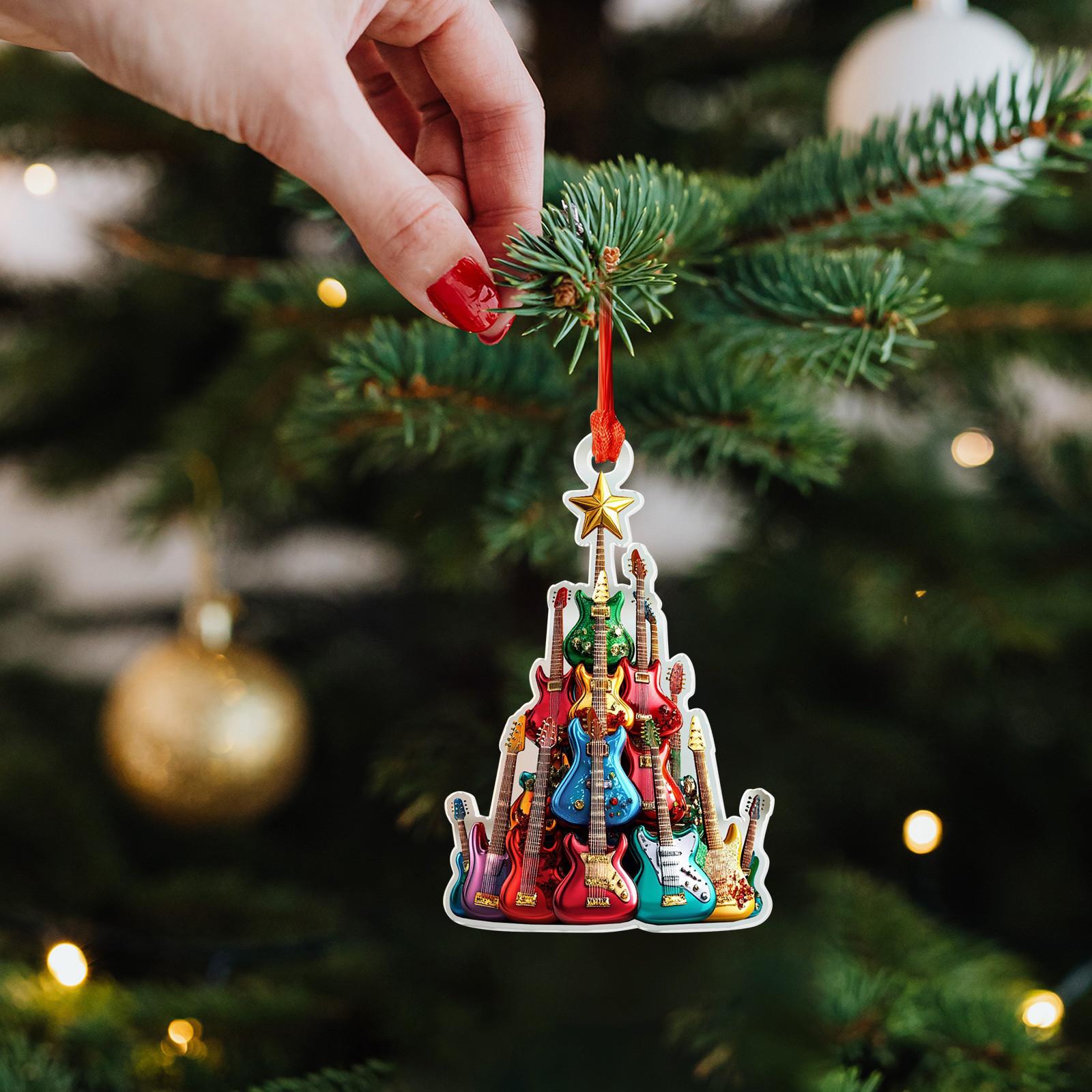 

2D Акриловая Гитара Украшение на елку, Украшение для дома, Рождественские украшения One Size