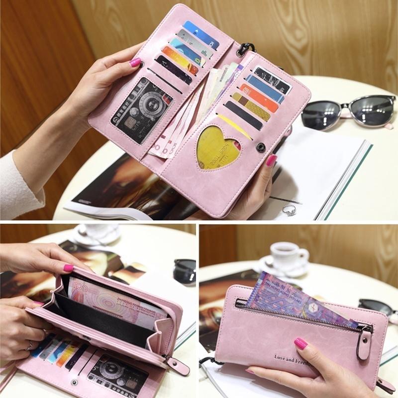 Women's Luxurious Leather Zipper Long Wallet With Large Capacity And Hasp Handbag