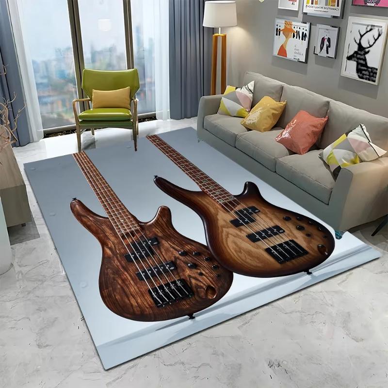 Electric Guitar Carpet Living Room Bedroom Music Room Rug Cool Teen Decor Non Slip Floor Mat Home Doormat Gift