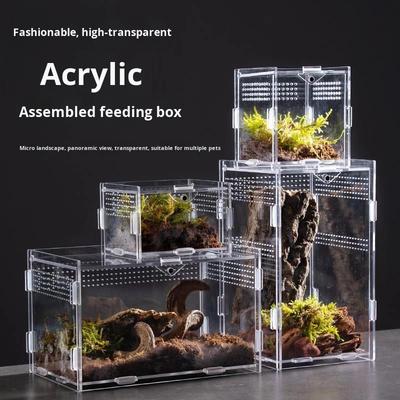 Stapelbaar Kristalhelder Acryl Gecko Terrarium Comfortabele Reptielen Behuizing met Doos Verpakking Reptiel Benodigdheden