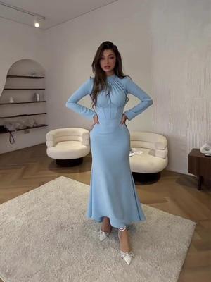 2024 Autumn Fashion Long Sleeve Ruched Slit Dress for Women
