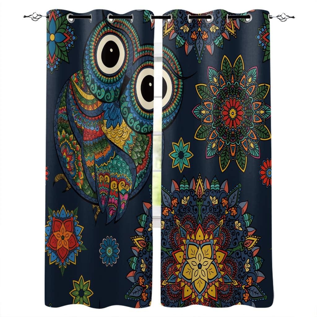 Owl Window Curtains for Bedroom Living Room Cute Owls Curtain Kids Boys Girls Window Drapes Decor Window Treatments 2 Panels