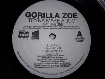 Disco de 12 polegadas GORILLA ZOE - Tryna Make A Jug / Juice Box PR366972PROMO Bad Boy South, 2007 Rap & Hip-Hop/R&B dos EUA Usado