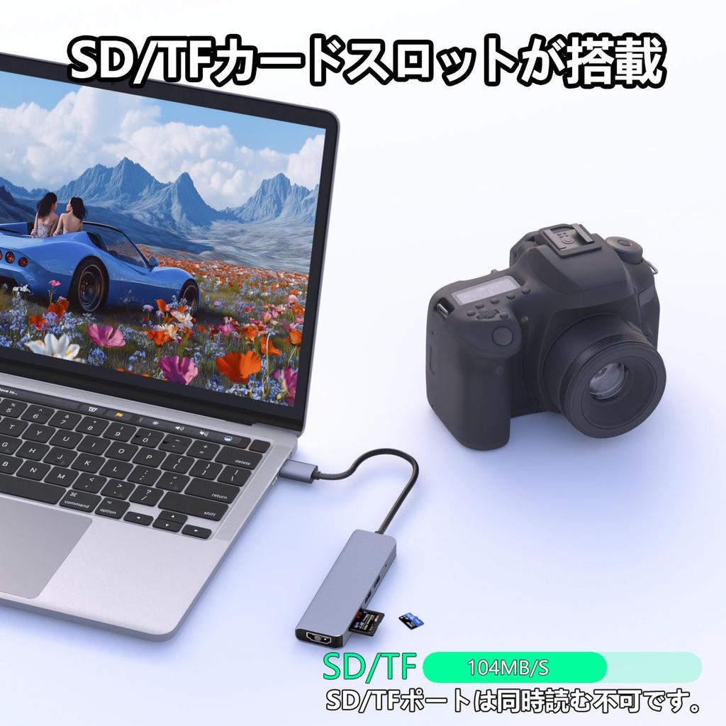 Hub with 4K HDMI Video PD 100W Fast USB Data and SD TF Card HDMI Type C Adapter for Working from No Setup Compatible with MacBook iPad Surface and