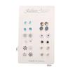 12 Pairs Small Planet Moon Star Stud Earrings Set For Women Simple Geometric Flower  Earrings  Party Jewelry
