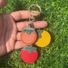 Lustiger Früchte Schlüsselanhänger PU Leder Orange Schlüsselring Mode Tomaten Anhänger Rucksack Dekoration
