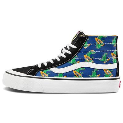 Sk8 Dinosaurier-Print Trendige Langlebige Leichte High-Top Skateschuhe Unisex Sneaker Blau Gelb Grün VN0A3MV1A5F
