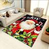 Christmas Joy Santa Claus Printed Area Rug - Polyester Plush Holiday Decor Carpet for Entryway, Living Room, Bedroom - Durable