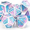 7 Pcs Blue Pink Standard Metal DicePerfect For Rpgs, Board Games, And Card Games.Dice For Games, Dnd Dice Set