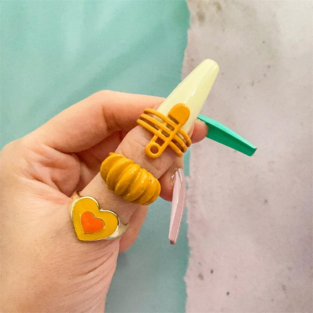 Love Heart Dýňový prsten Barevný prsten Tai Chi Bagua Array prsten Hvězda, 3dílná sada