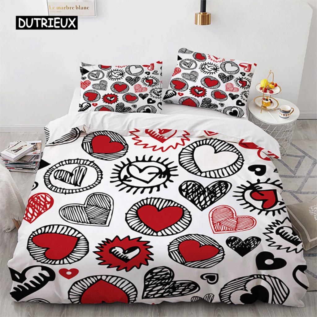 Milenci Povlak na přikrývku Téma lásky Pár Ložní souprava Mikrovlákno Zvířata Povlak na přikrývku King Ložnice Dárky na Valentýna Dekor