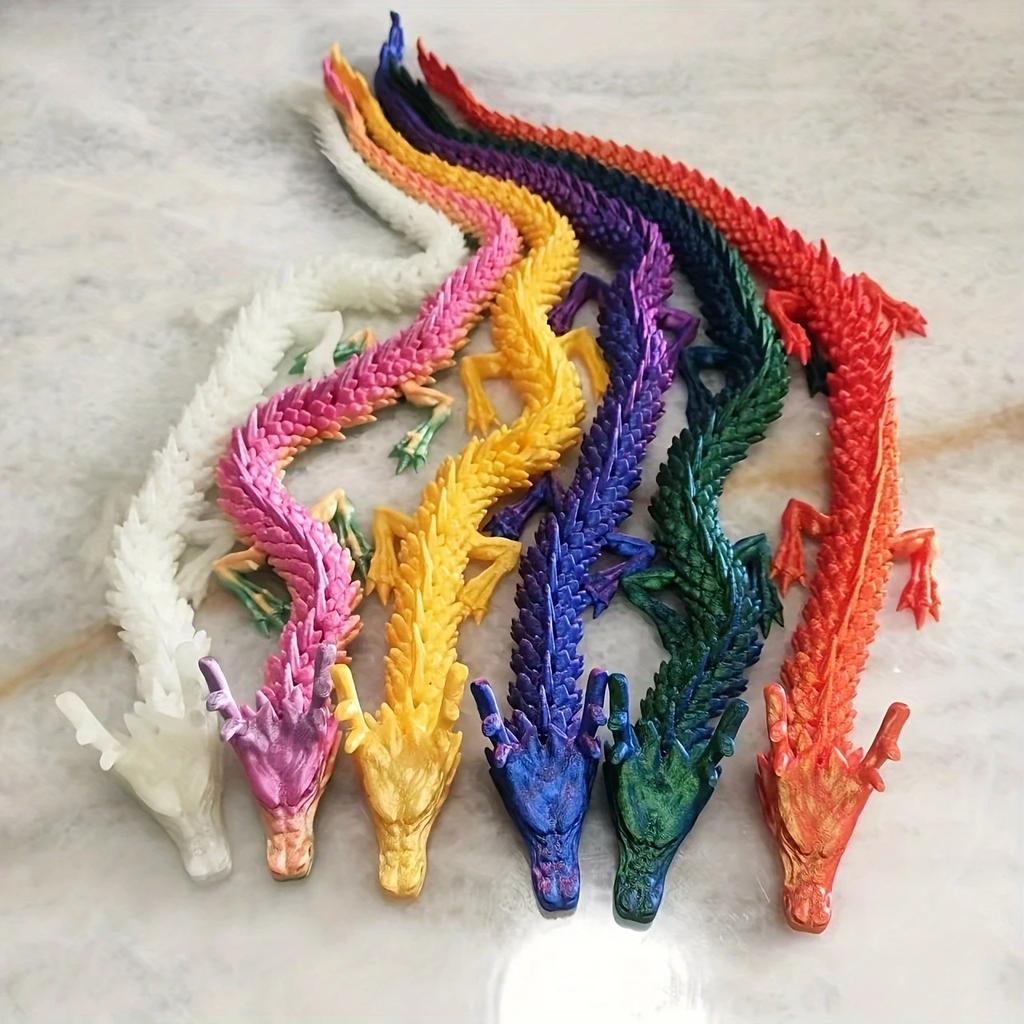 4/12pcs 3D Printed Chinese Dragon Ornament, Random Color, Ideal For Car Dashboard, Party Decoration, Festival Home Decoration