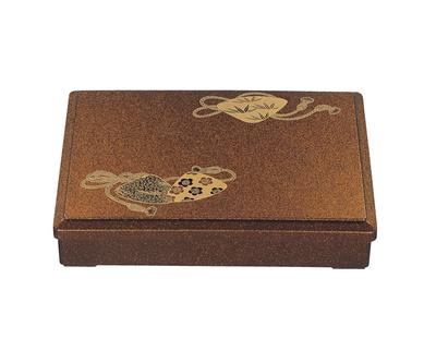 Wakaizumi Horin Bento Clam with Chopstick Vermilion and Black Lacquerware, 12-inch Box, Pear-skin Design, Rest, D.X. Divider, Trim, 1-360-3, 1-361-3