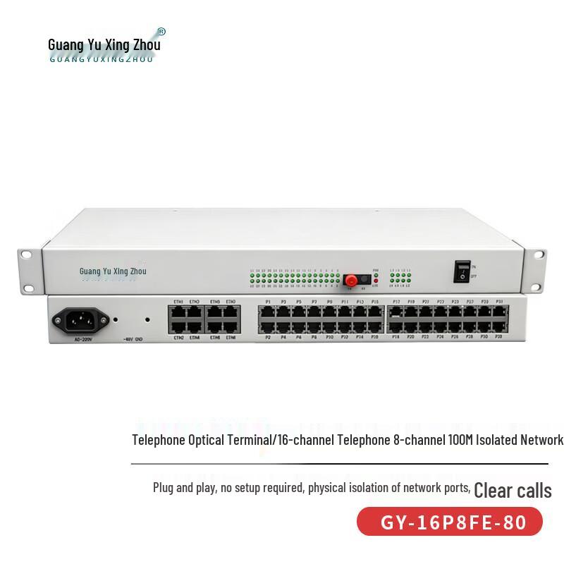 Guangyu Xingzhou 16-Channel Phone Fiber Optic Multiplexer with 8-Port Ethernet