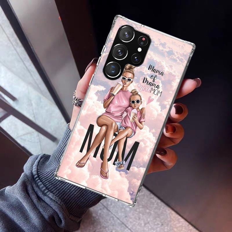 Girl Super Baby Mom Pink Phone Case For Samsung Galaxy S23 S24 S25 Edge S26 Ultra S22 + S21 Plus S20 FE Cover Silicone Print She