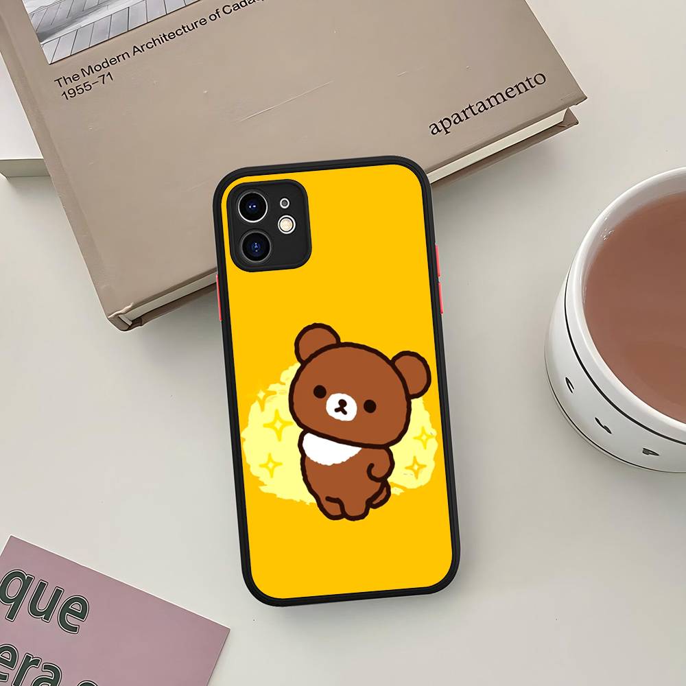 Cartoon Rilakkuma Bear Phone Case For iPhone 11 12 13 14 15 16 Pro Plus X XS MAX Matte Bumper Shockproof Cover