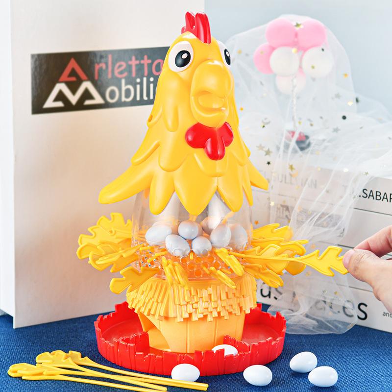 1 Set Egg Drop Kids Toys Funny Hen Laying Eggs Hair Pulling Board Game Stick Family Gathering Interactive Tabletop Game one size