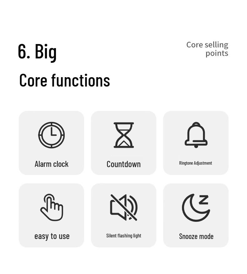 Electronic Timer for Student Self-Discipline and Study Management, with Alarm and Kitchen Baking Functions