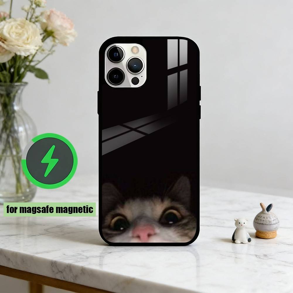Funny Cute Cat Phone Case For iPhone17,16,15,14,13,12,11 Plus,Pro Magnetic with Magsafe Wireless Charging