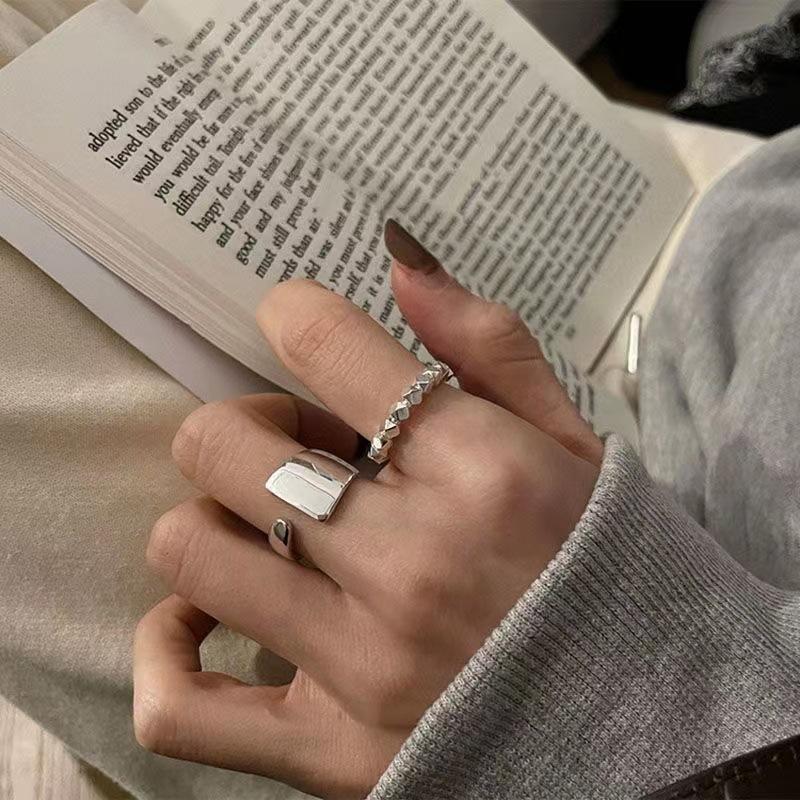 2023 New Ring Generous Charm Elegant Girl Student Ring Holiday Gift Beaded Ring Female Set 2PC Luxury Glittering Punk Y2K Fashion Lover Ring