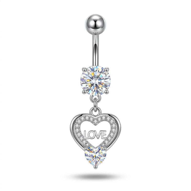 Butterfly Zircon Dangle Belly Button Ring Stainless Steel Hypoallergenic Navel Piercing Jewelry for Gift Giving