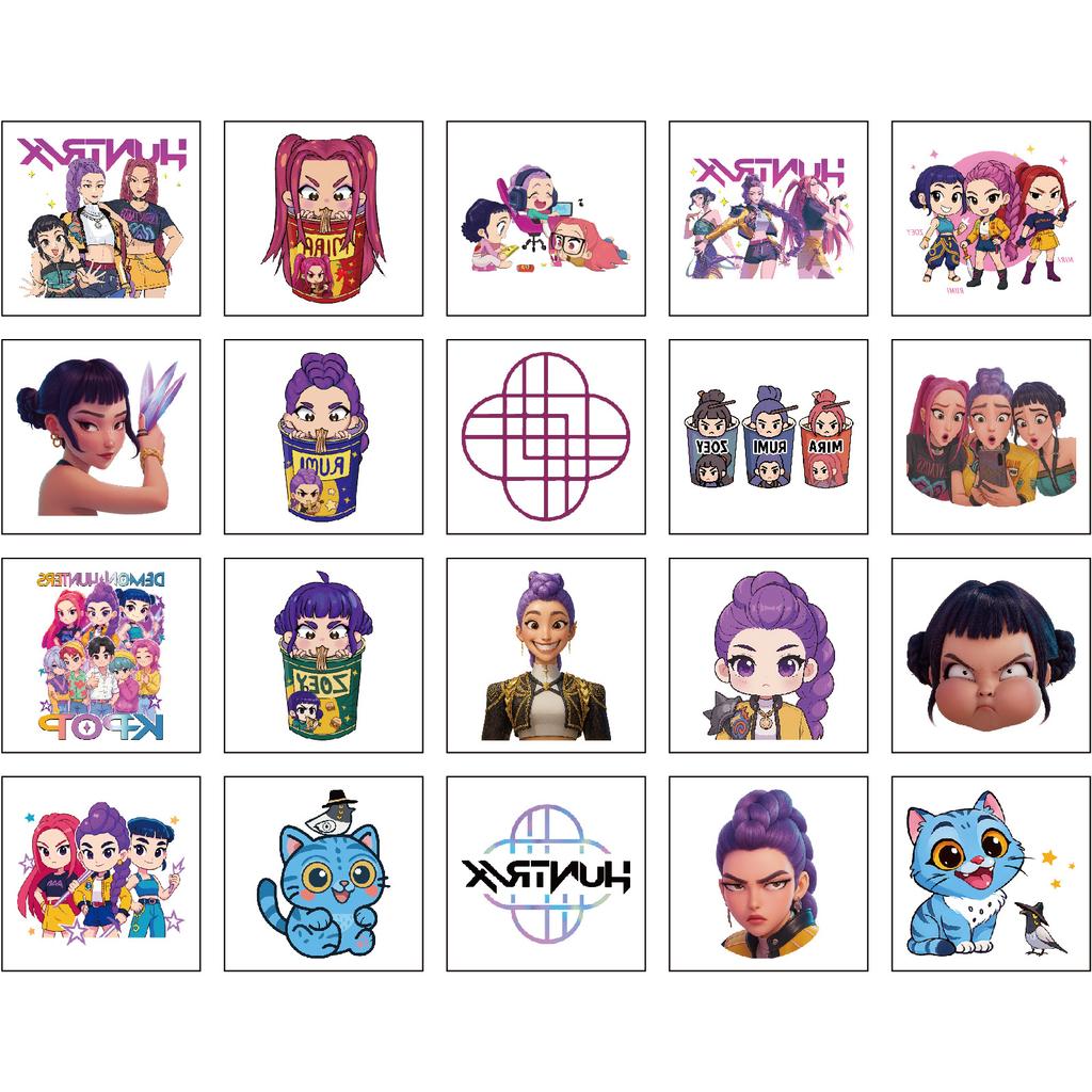 Neu 20 Stück/Set Cartoon Kpop Dämonenjäger Rumi Kang Partygeschenk Cartoon Tattoo Aufkleber Wassertransfer Einweg Klebstoff