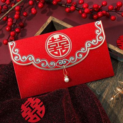 Chinese Style Wedding Red Envelope Bronzing Hongbao Wedding Changing Fee Bag Traditional Dragon Phoenix Design Money Red Pocket