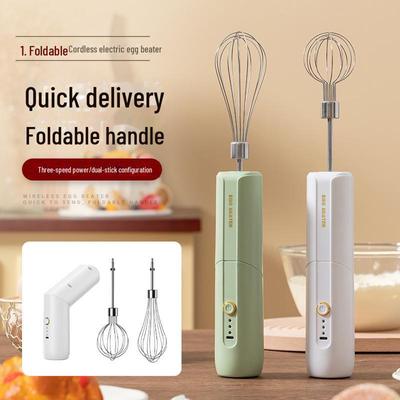 New Folding Dual-Purpose Electric Handheld Egg Beater & Whisk