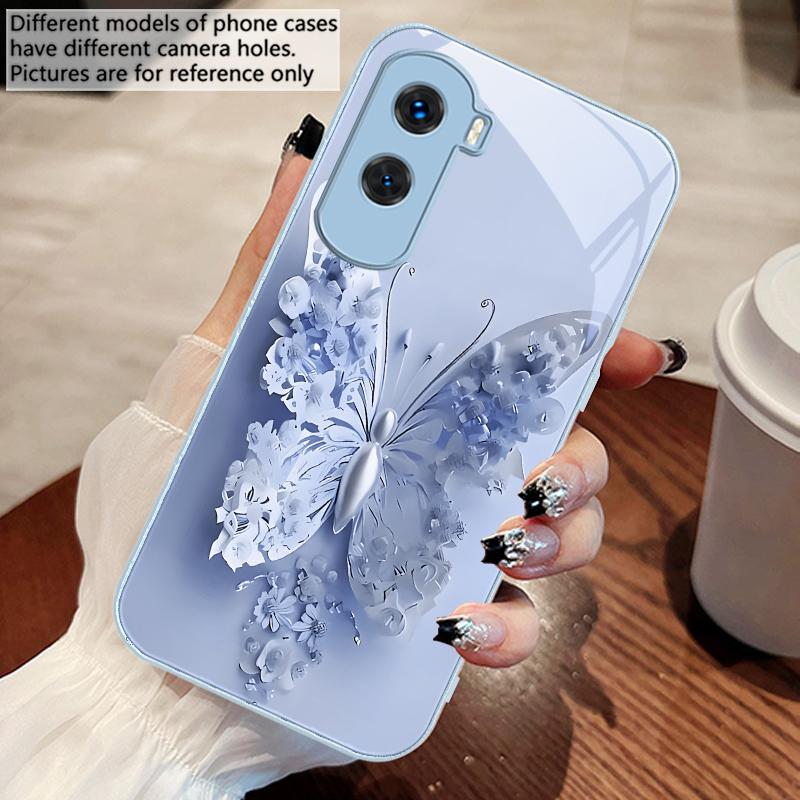 Green Flower Butterfly For Honor 30 50 50SE 70 Pro 90 200 200Pro Magic 4 5 7 Lite X9c Smart X50i Plus X9 X30 Glass Phone Case